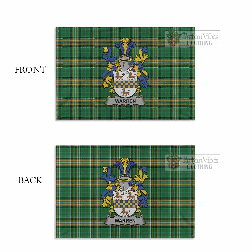 Tartan Vibes Clothing Warren Irish Clan Tartan House Flag with Coat of Arms