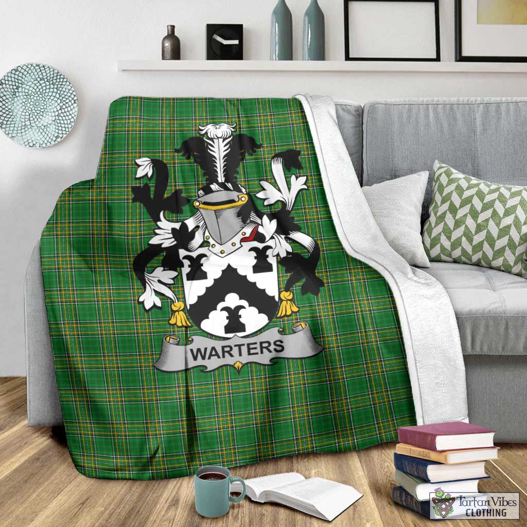 Tartan Vibes Clothing Warters Irish Clan Tartan Blanket with Coat of Arms