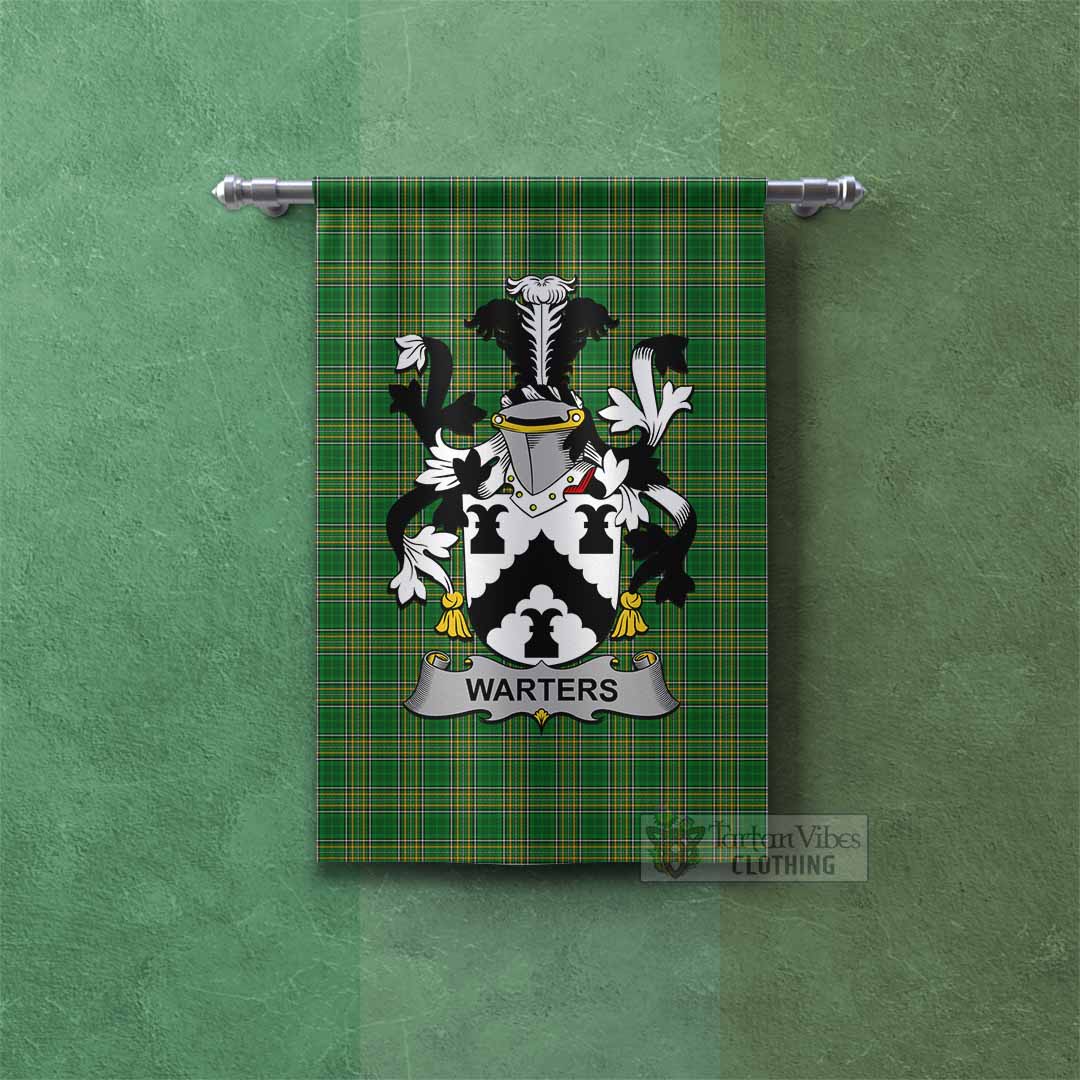 Tartan Vibes Clothing Warters Irish Clan Tartan Gonfalon, Tartan Banner with Coat of Arms