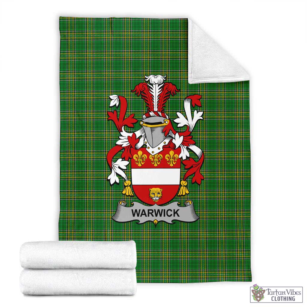 Warwick Irish Clan Tartan Blanket with Coat of Arms X-Large 59 x 79 inches 150 x 200 cm - Tartan Vibes Clothing