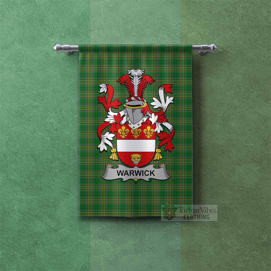 Warwick Irish Clan Tartan Gonfalon, Tartan Banner with Coat of Arms Rectangle - Tartan Vibes Clothing