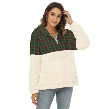 Waterford County Ireland Tartan Half Style Women's Borg Fleece Hoodie with Half Zip
