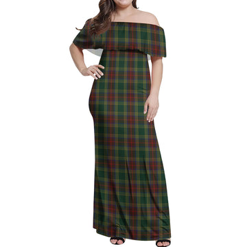 Waterford County Ireland Tartan Off Shoulder Long Dress