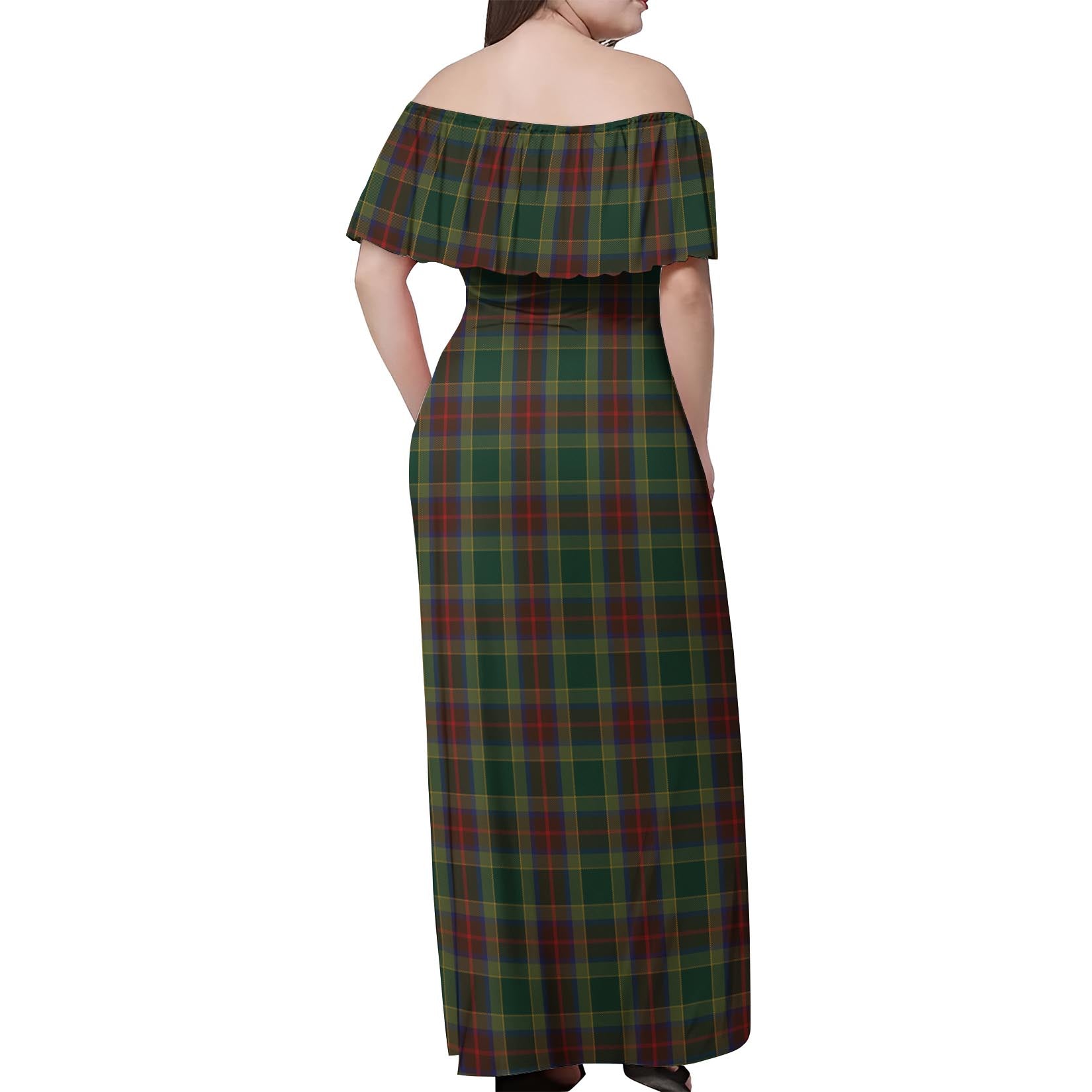 Waterford County Ireland Tartan Off Shoulder Long Dress - Tartanvibesclothing