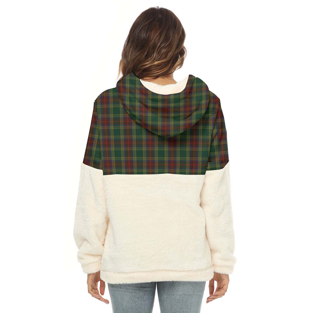 Waterford County Ireland Tartan Women's Borg Fleece Hoodie With Half Zip - Tartan Vibes Clothing