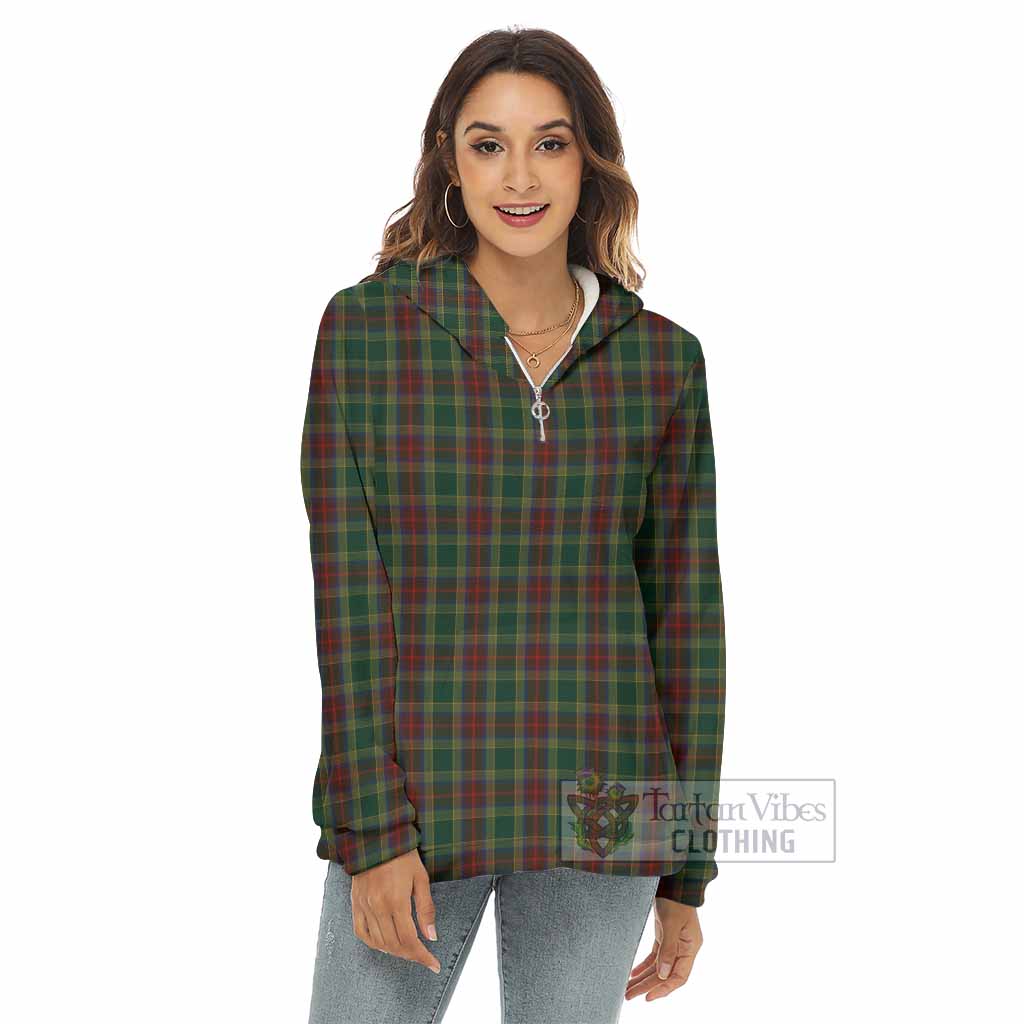 Tartan Vibes Clothing Waterford County Ireland Tartan Women's Borg  Half Zip Fleece Hoodie