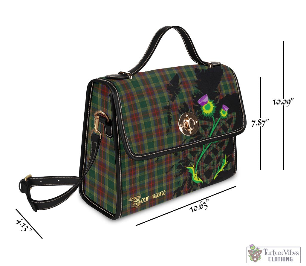 Tartan Vibes Clothing Waterford County Ireland Tartan Waterproof Canvas Bag with Scotland Map and Thistle Celtic Accents