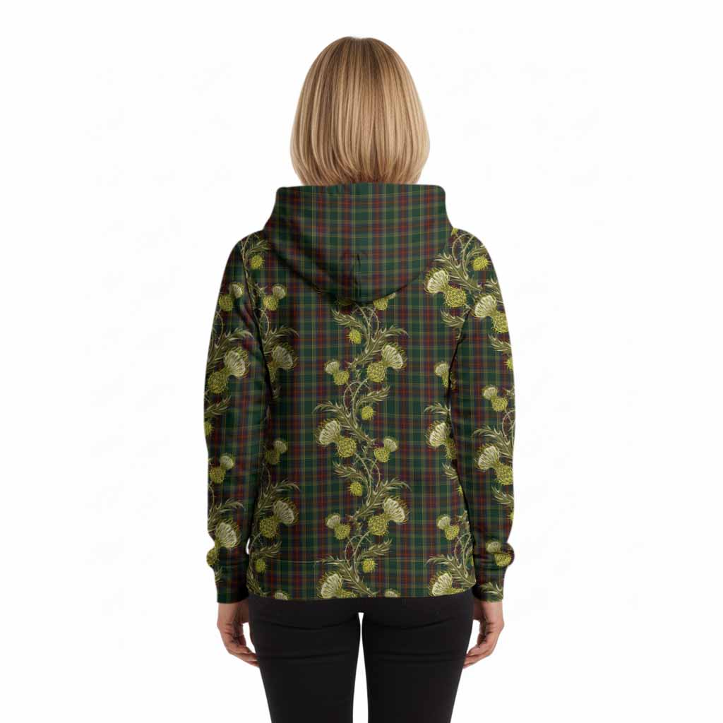 Waterford County Ireland Tartan Hoodie Seamless Scottish Thistle Flowers