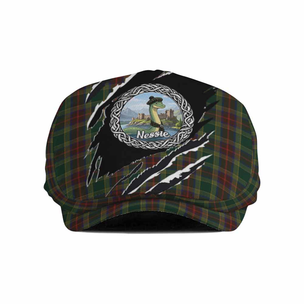 Waterford Tartan Loch Ness Monster Flat Cap, Jeff Cap Celtic Knot Nessie Art