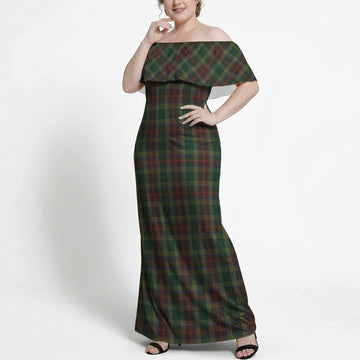 Waterford Tartan Off Shoulder Ruffle Maxi Dress