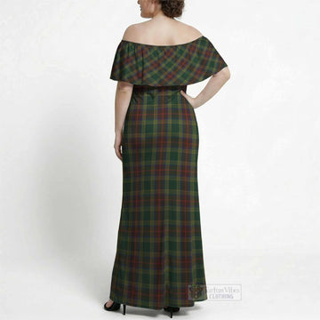 Waterford Tartan Off Shoulder Ruffle Maxi Dress