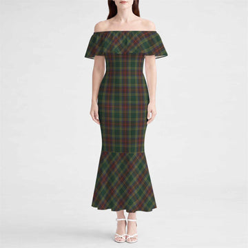 Waterford Tartan Off Shoulder Ruffle Mermaid Maxi Dress