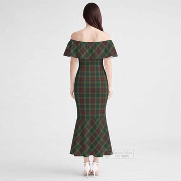 Waterford Tartan Off Shoulder Ruffle Mermaid Maxi Dress