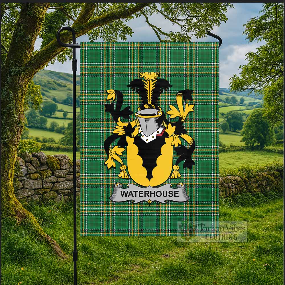 Waterhouse Irish Clan Tartan Flag with Coat of Arms