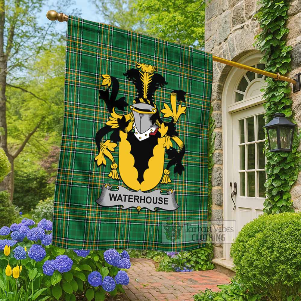 Waterhouse Irish Clan Tartan Flag with Coat of Arms