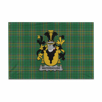 Tartan Vibes Clothing Waterhouse Irish Clan Tartan House Flag with Coat of Arms
