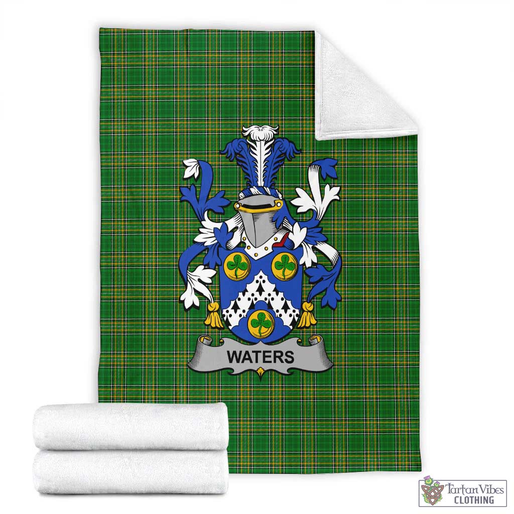 Waters Irish Clan Tartan Blanket with Coat of Arms X-Large 59 x 79 inches 150 x 200 cm - Tartan Vibes Clothing