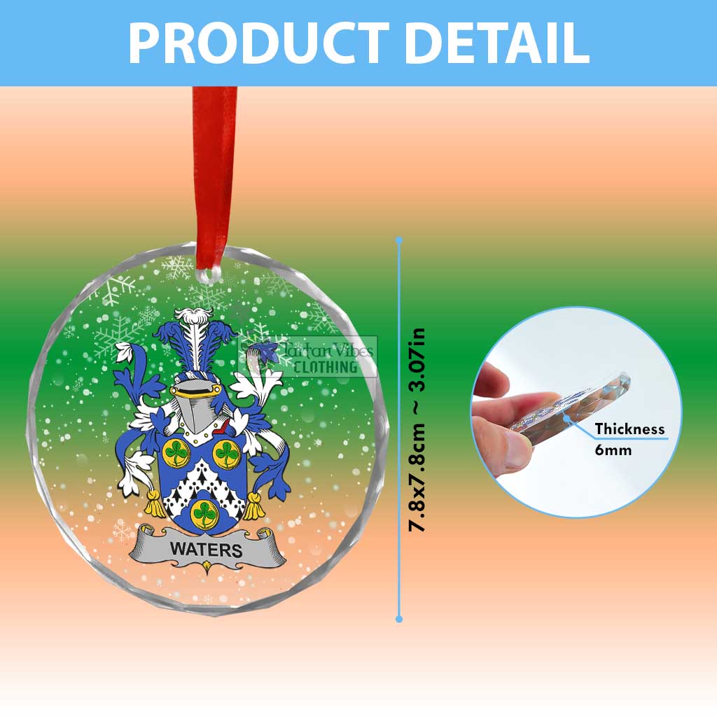 Tartan Vibes Clothing Waters Irish Clan Christmas Glass Ornament with Coat of Arms