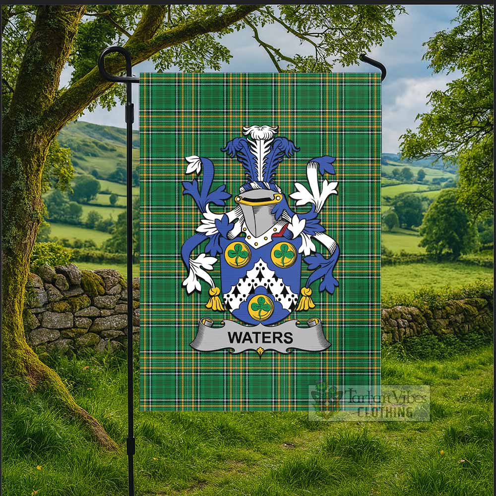Waters Irish Clan Tartan Flag with Coat of Arms