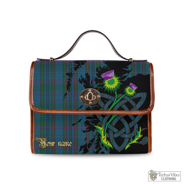 Tartan Vibes Clothing Watkins of Wales Tartan Waterproof Canvas Bag with Scotland Map and Thistle Celtic Accents