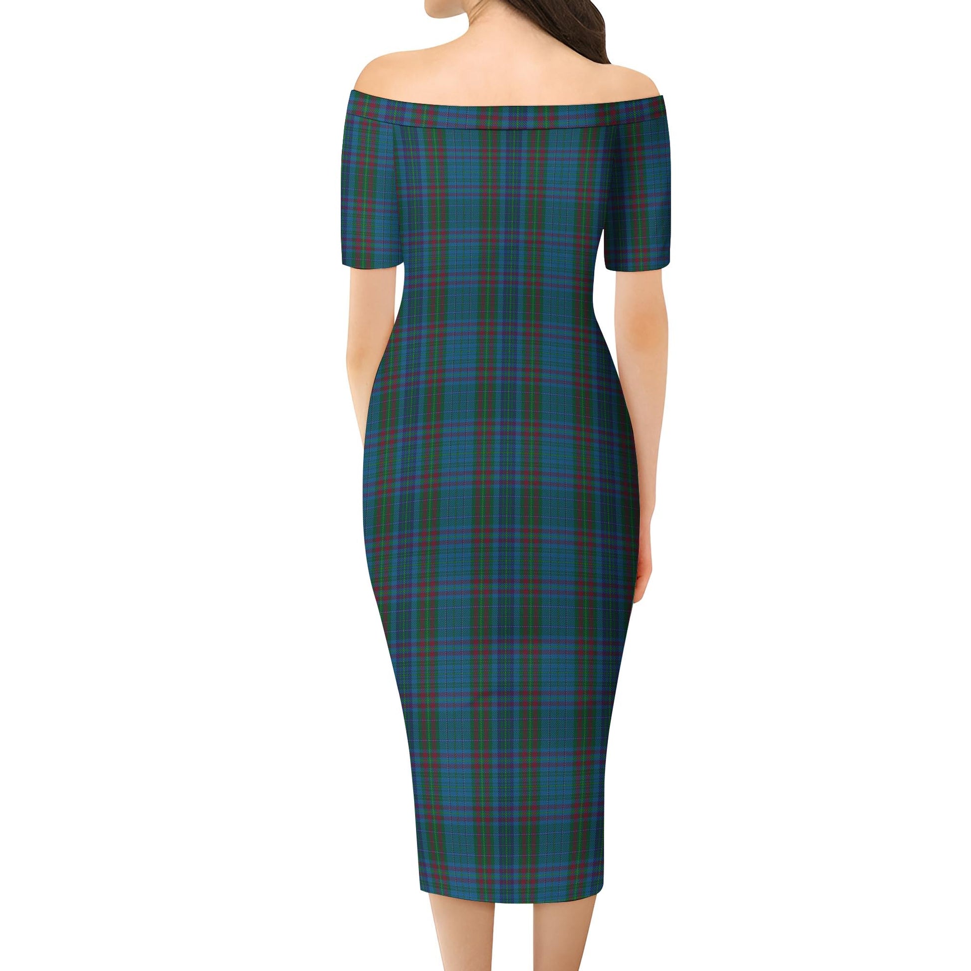 Watkins of Wales Tartan Off Shoulder Lady Dress - Tartanvibesclothing