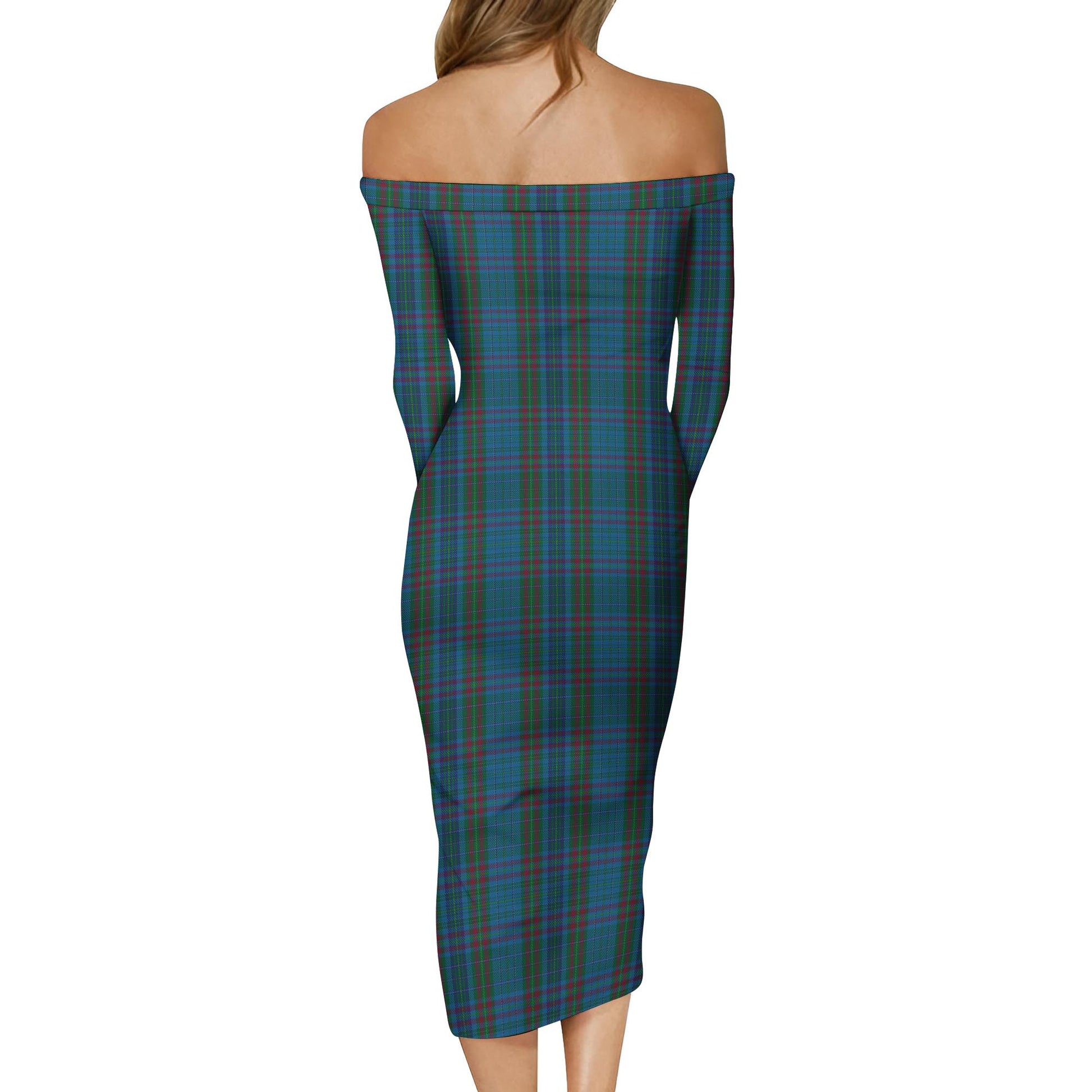 Watkins of Wales Tartan Off Shoulder Lady Dress - Tartanvibesclothing