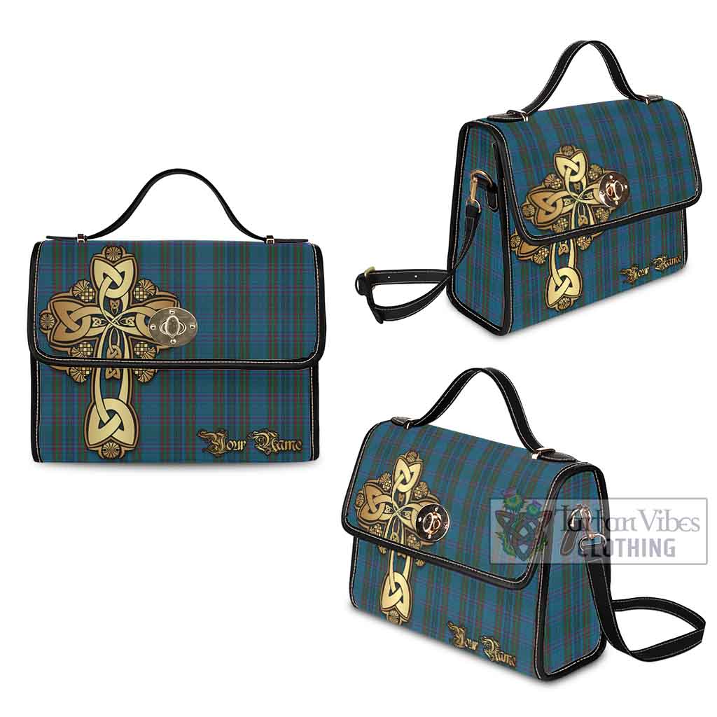 Tartan Vibes Clothing Watkins of Wales Tartan Waterproof Canvas Bag Golden Thistle Celtic Cross Style