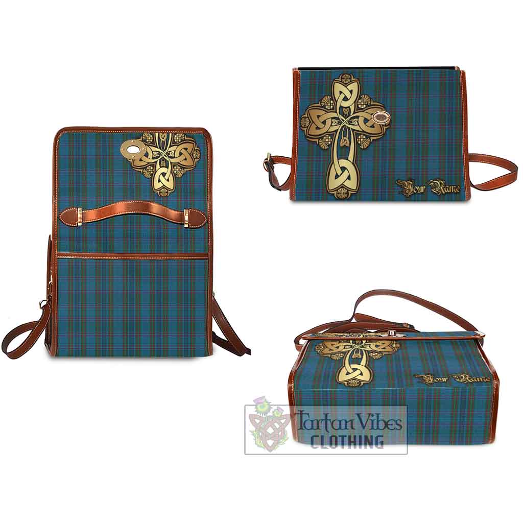 Tartan Vibes Clothing Watkins of Wales Tartan Waterproof Canvas Bag Golden Thistle Celtic Cross Style