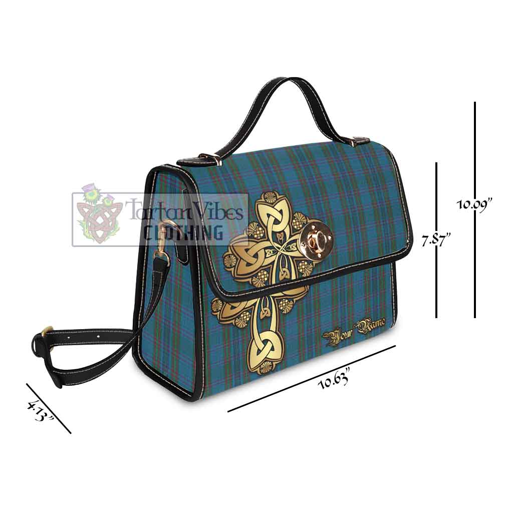 Tartan Vibes Clothing Watkins of Wales Tartan Waterproof Canvas Bag Golden Thistle Celtic Cross Style