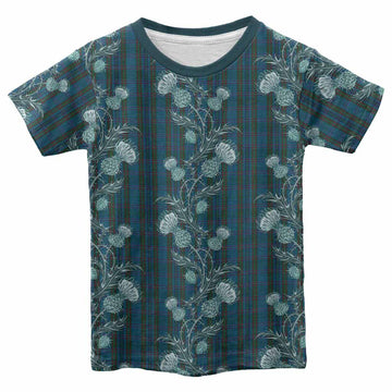 Watkins of Wales Tartan Kid T-shirt Seamless Scottish Thistle Flowers