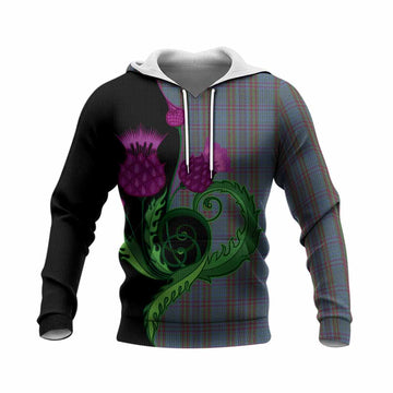 Watkins of Wales Tartan Knitted Hoodie Traditional Scottish Thistle