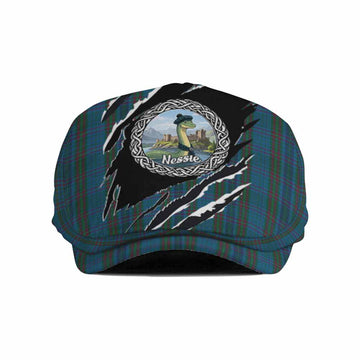 Watkins of Wales Tartan Loch Ness Monster Flat Cap, Jeff Cap Celtic Knot Nessie Art