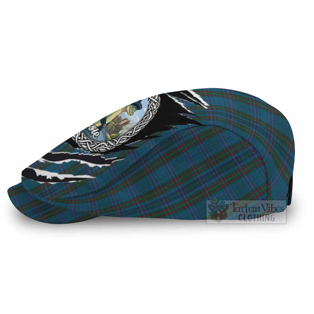 Watkins of Wales Tartan Loch Ness Monster Flat Cap, Jeff Cap Celtic Knot Nessie Art