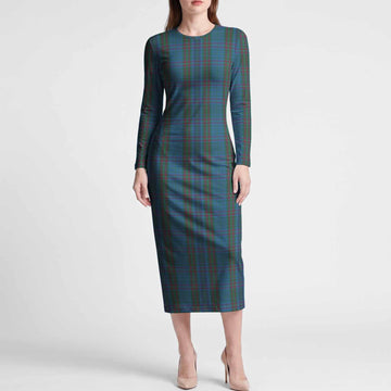 Watkins of Wales Tartan Long Sleeve Bodycon Midi Dress