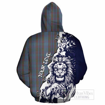 Watkins of Wales Tartan Scottish Cotton Hoodie Angry Lion With Soccer Ball Style