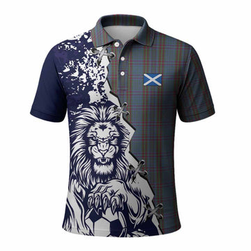 Watkins of Wales Tartan Scottish Polo Shirt Angry Lion With Soccer Ball Style