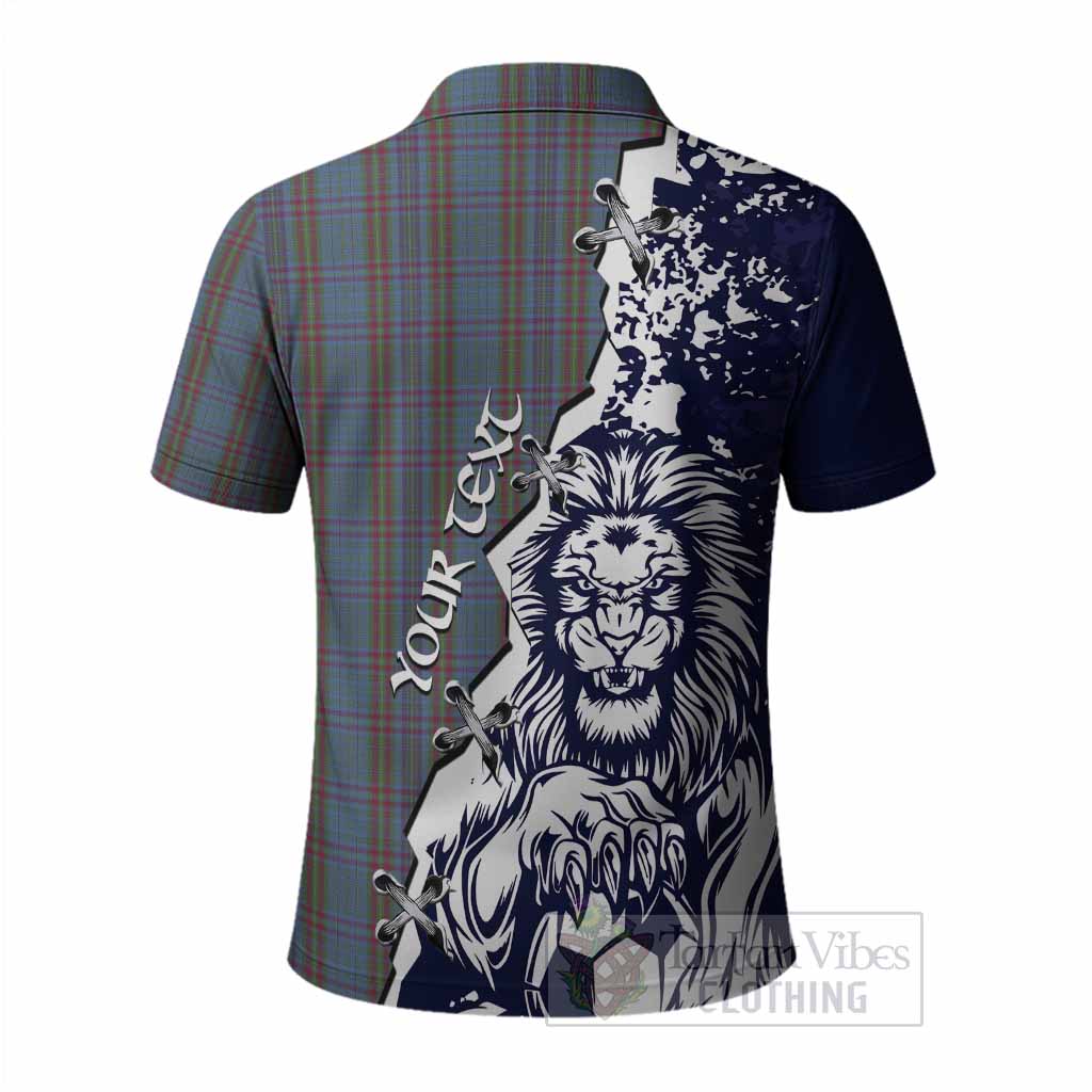 Watkins of Wales Tartan Scottish Polo Shirt Angry Lion With Soccer Ball Style