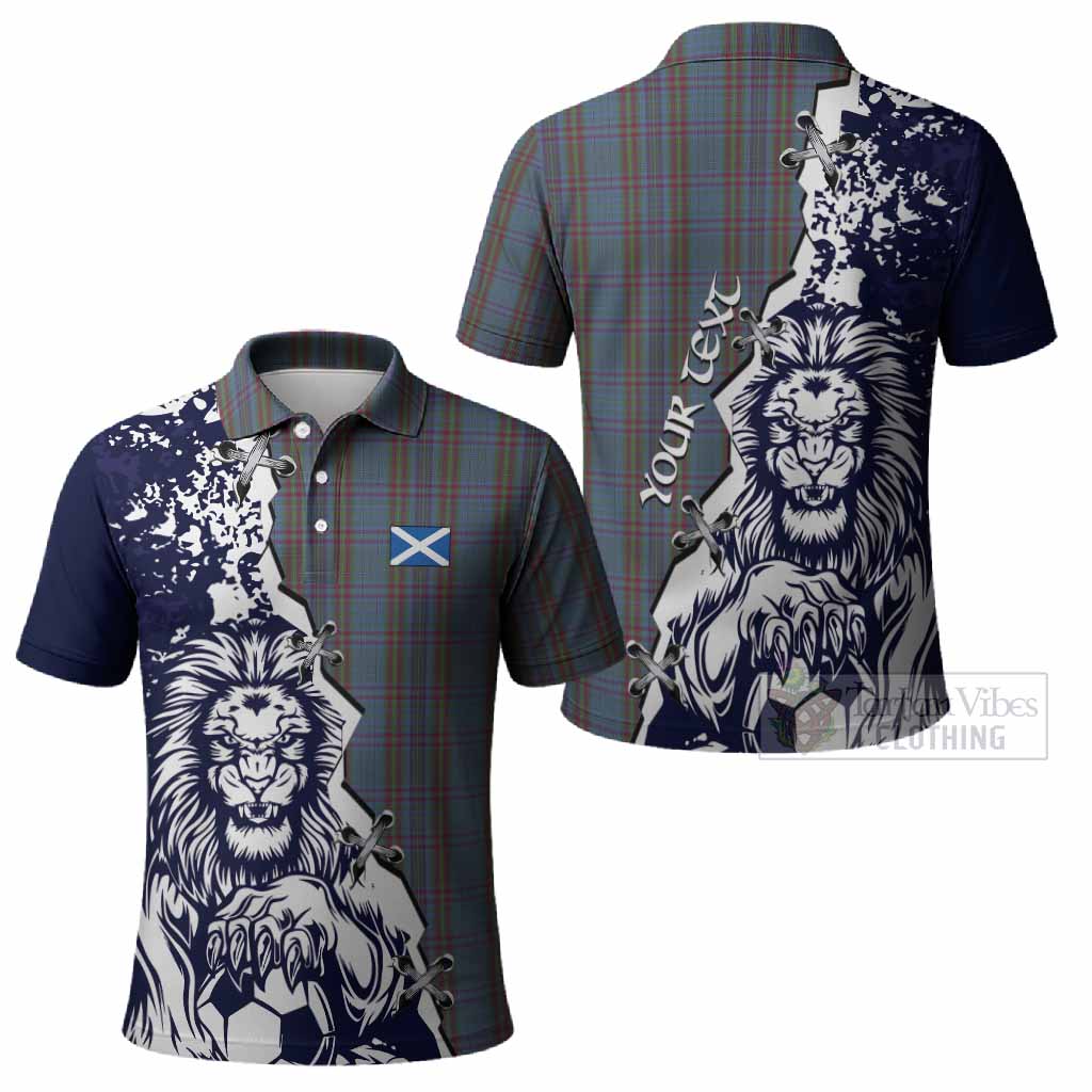 Watkins of Wales Tartan Scottish Polo Shirt Angry Lion With Soccer Ball Style