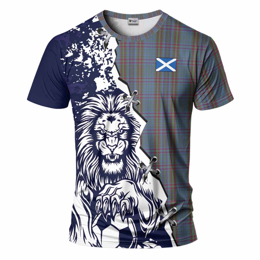Watkins of Wales Tartan Scottish T-Shirt Angry Lion With Soccer Ball Style