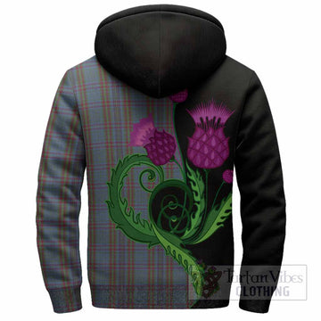 Watkins of Wales Tartan Sherpa Hoodie Traditional Scottish Thistle