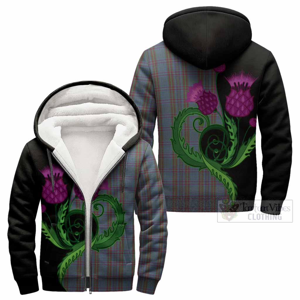 Watkins of Wales Tartan Sherpa Hoodie Traditional Scottish Thistle