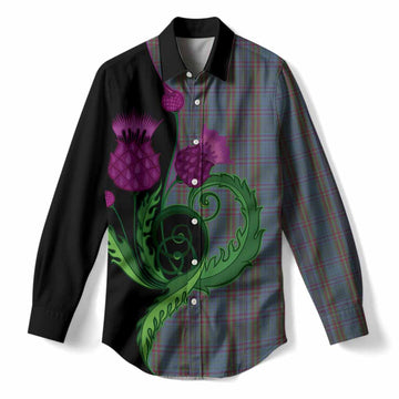 Watkins of Wales Tartan Women Casual Shirt Traditional Scottish Thistle