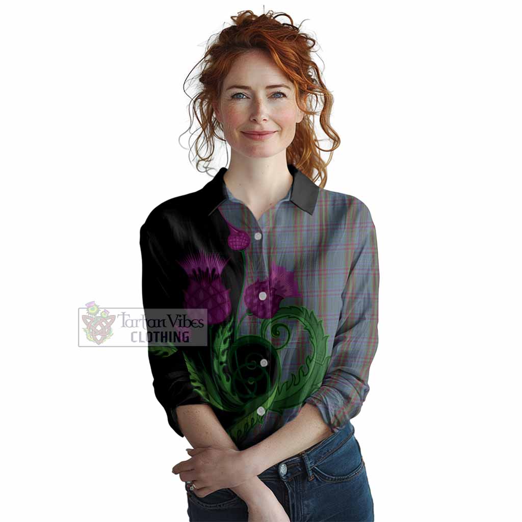 Watkins of Wales Tartan Women Casual Shirt Traditional Scottish Thistle