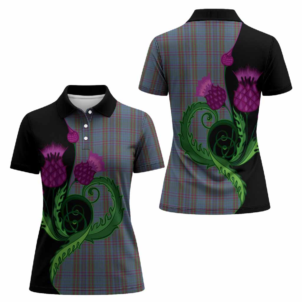 Watkins of Wales Tartan Women Polo Shirt Traditional Scottish Thistle