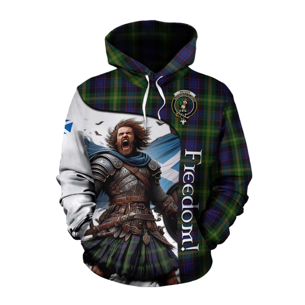 Tartan Vibes Clothing Watson Crest Tartan Cotton Hoodie Inspired by the Freedom of Scottish Warrior
