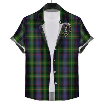 Watson Tartan Short Sleeve Button Down Shirt with Family Crest