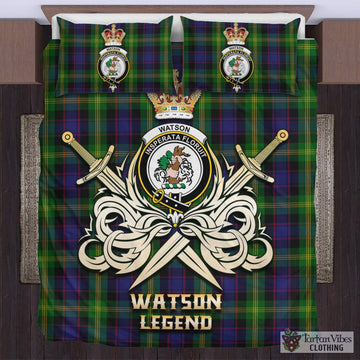 Watson Tartan Bedding Set with Clan Crest and the Golden Sword of Courageous Legacy