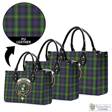 Watson Tartan Luxury Leather Handbags with Family Crest
