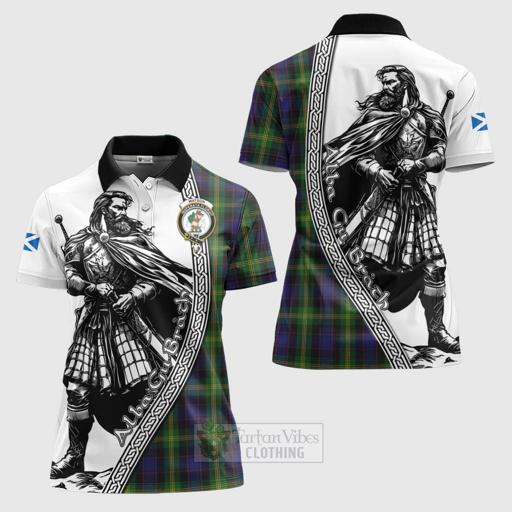 Tartan Vibes Clothing Watson Tartan Clan Crest Women's Polo Shirt with Highlander Warrior Celtic Style