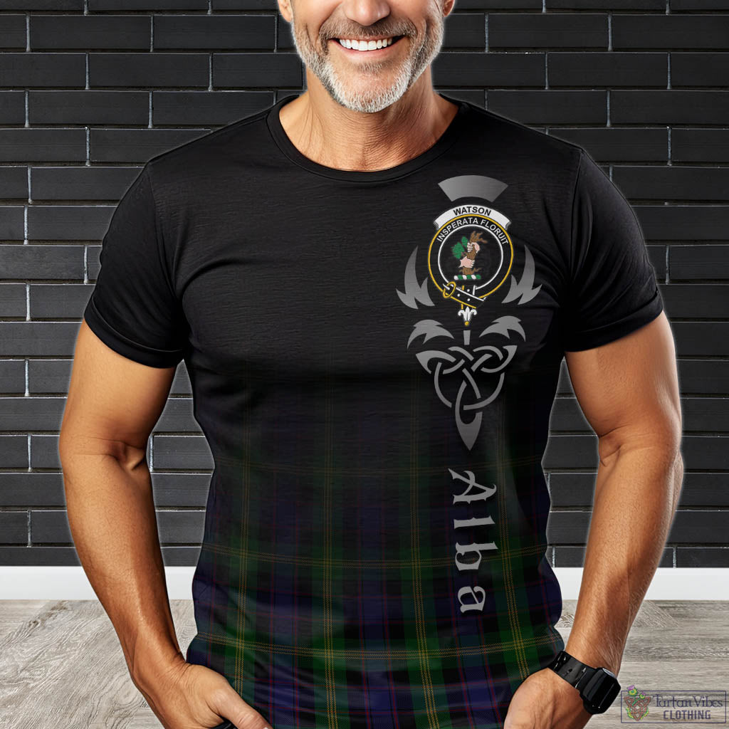 Tartan Vibes Clothing Watson Tartan T-Shirt Featuring Alba Gu Brath Family Crest Celtic Inspired